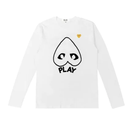 CDG Men Yellow Heart Logo White Sweatshirt