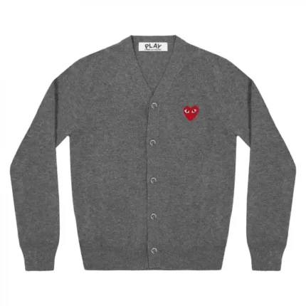 PLAY MENS CARDIGAN RED EMBLEM GREY