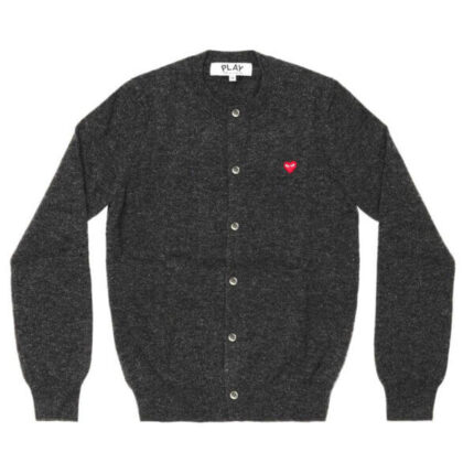 PLAY WOMENS CARDIGAN WITH SMALL RED HEART (GREY)