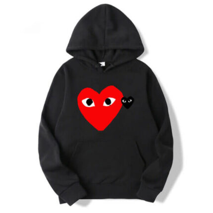 Red Heart And Gray Heart Cdg Hoodie (1)